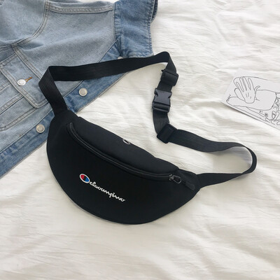 

Fashion sports simple wild canvas pocket female 2019 new casual temperament personality letter shoulder Messenger bag
