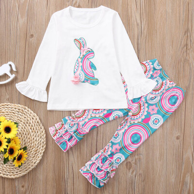 

Toddler Kids Baby Girls Long Sleeves Rabbit Print TopPants Clothes Outfit Sets