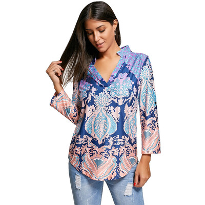 

Boho Print V Neck T-Shirt