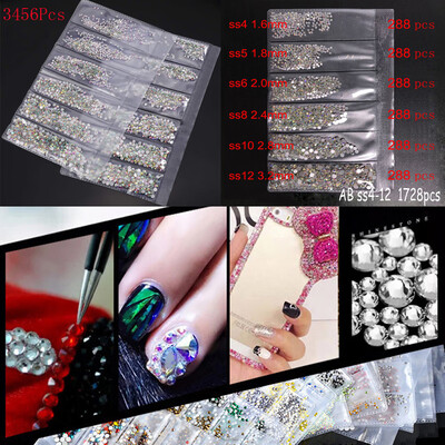 

Toponeto Fashion Nail Art Rhinestones Glitter Diamonds Tips Mixed 3D Tips DIY Decoration