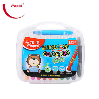 

Maped Universal Bright Colorful Bar Water Solubility Crayon with 12 Colors