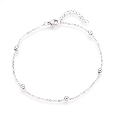 

304 Stainless Steel Cable Chain Anklets Stainless Steel Color 9-38"237cm 16mm