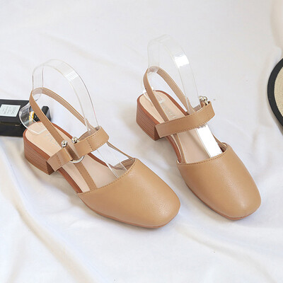

Summer 2019 new grandma shoes with retro square cross womens shoes Baotou sandals womens summer thick heels