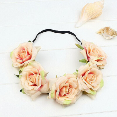 

〖Follure〗Party Floral Rose Flower Headband Hair Crown Festival Boho Garland Large Big