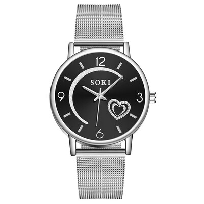 

RM Womens Casual Stainless Steel Mesh Belt Watch Simple Dial Quartz Watch