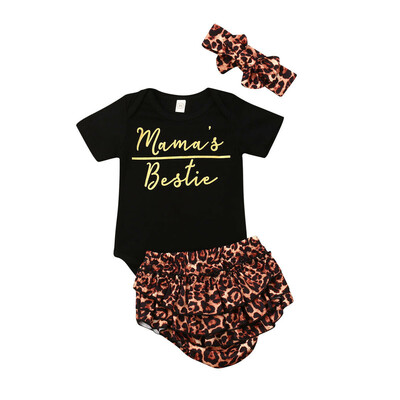

Newborn Infant Baby Girls Romper Bodysuit Ruffles Leopard Pants Shorts Outfits
