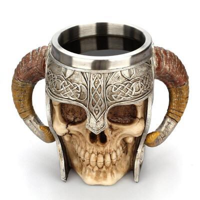 

Stainless Steel 3D Drinking Cup Resin Skull Mug Beer Tea Cups Bar Drinkware