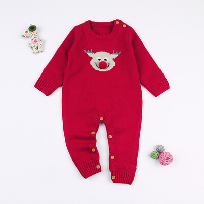 

Newborn Infant Baby Long Sleeve Cartoon Christmas Knitted Romper Jumpsuit Clothe