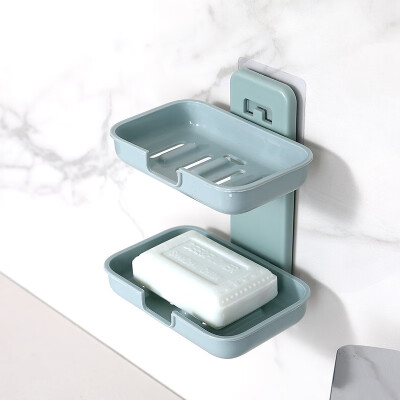 

Soap Box Bathroom Soap Tray Household Plastic Soap Holder Double Wall-Mounted Drain Soap Box