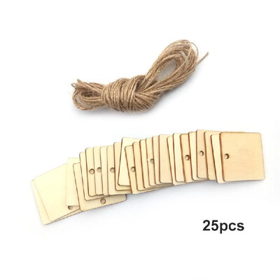 

DIY Square Wooden Hanging Tag with Natural Wood Chips for Wedding Decoration