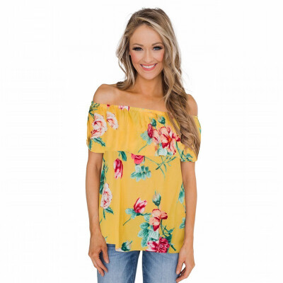 

Printed shirt womens short-sleeved slim shirt