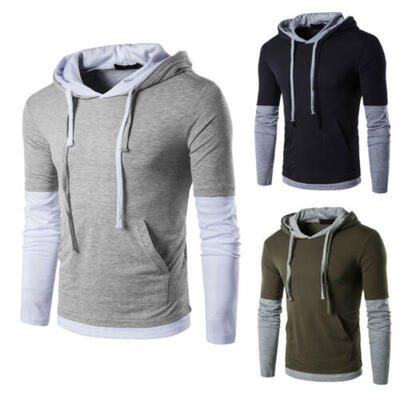 

Mens Slim Fit Hoodie Long Sleeve Hip Hop Muscle Tee T-shirt Casual Tops Blouse