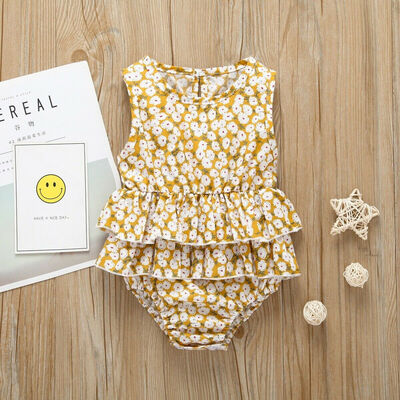 

Summer Newborn Infant Baby Girl Floral Clothes Sleeveless Romper Dress Outfit