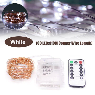 

10M328ft 100 LEDs Fairy Lights Copper Wire Lamp Christmas String Light 8 Lighting Modes with Remote Control for Wedding Party Pa