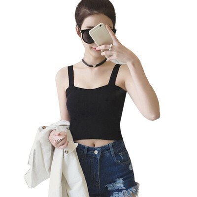 

Womens Sexy Solid Sleeveless Pullover Knitted Crop Tank Top