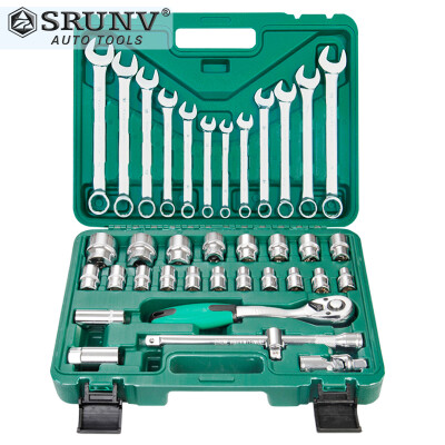 

Xinrui SRUNV casing auto repair socket wrench set fast ratchet repair tool multi-function set 37 piece set A1-D03704