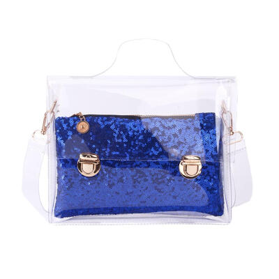 

2pcsset Clear Shoulder Handbags Women Sequins Clutch Beach Crossbody Bags