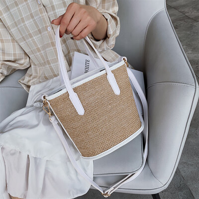 

Net red summer vacation bag female bag 2019 new wave Korean version of the wild Messenger bag fashion straw portable bucket bag
