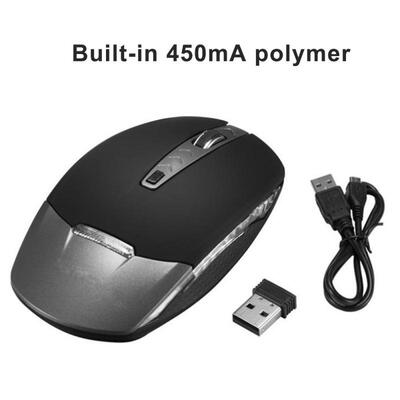 

24G Wireless Mouse With Nano Receiver Slim Noiseless Rechargeable Optical Mouse For WIN1078 MAC Android XP System