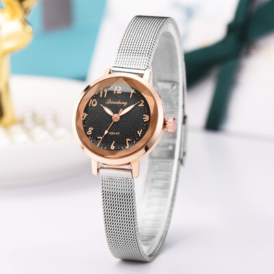 

RM Stylish And Simple Matte Disk Digital Silver Mesh With Quartz Female Watch