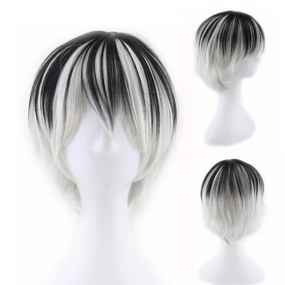 

〖Follure〗Men Mixed Black&White Gradient Fashion Short Hair Cosplay Party Wig