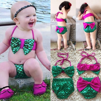 

Baby Girls Little Mermaid Swimwear Bikini Suit Swimmable Swimming Costume Swimsuit 0-24M