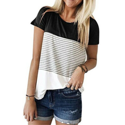 

Women Maternity Breastfeeding Tee Nursing Tops Striped Short Sleeve T-shirt