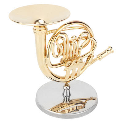 

Greensen Miniature French Horn Delicated Golden Mini Instrument Ornament Decoration for Music Lover