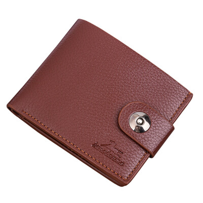 

Tailored Men Solid Color Vintage Hasp Lichee Pattern Multi Card Position Wallet Black