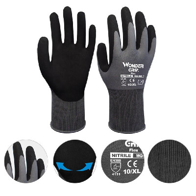 

Wonder Grip WG-500 12 Pairs of Universal Work Gloves Seamless Nylon Liner Nitrile Rubber Premium Finish Wear-resistant Working Glo