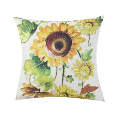 

Sunflower Printed Pillow Case Linen Cushion Cover Flower Pattern Square Pillowcase Home Office Safa Car Decoration 450 450mm