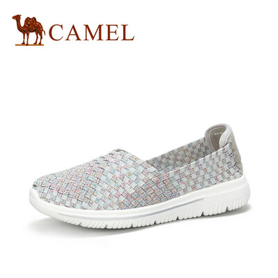 

Camel CAMEL ladies light breathable sleeve flat bottom woven shoes A91304657 gray 35