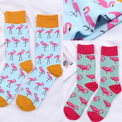 

Fashion Brand Mens Cotton Socks Warm Flamingos Printeds Casual Dress For Men SOX