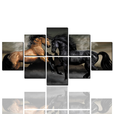 

HD Inkjet Painting Black&Brown Horse Animal Eight Decorative Paints