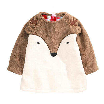 

Newborn Baby Boy Girls Cartoon Fox Coat Fleece O-Neck Zipper Warm Tops