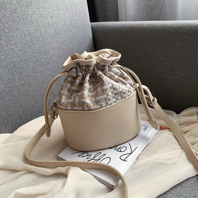 

Internet celebrity ins mini bag leisure weaving bucket bag new 2019 simple splice single shoulder slanted womens bag