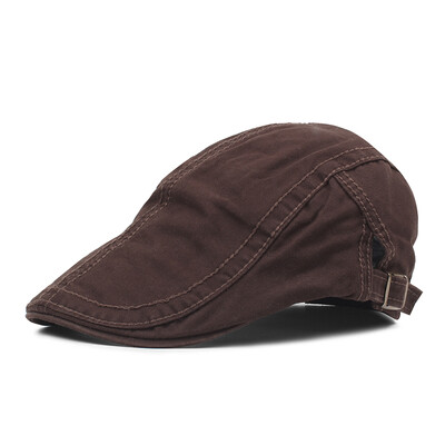 

Vintage Men Women Plain Peaked Cap Casquette Breathable Cotton Beret Newsboy Hat Cabbie Headwear