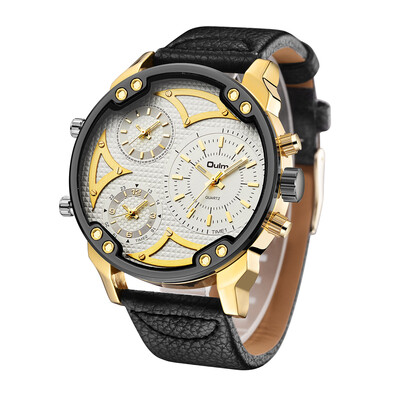 

Oulm Ou Lei three movement multi-function mens waterproof quartz watch PU belt watch mens watch