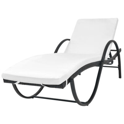 

Sun Lounger with Cushion Poly Rattan Black