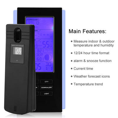 

Greensen Digital Wireless Weather Station Alarm Clock Outdoor Indoor Temperature Humidity Blue Backlight