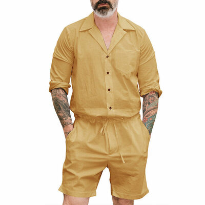 

Mens One Piece Rompers Short Sleeve Street Casual Cargo Pants Jumpsuit Overalls