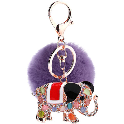 

Creative elephant keychain diamond colorful bag mobile phone pendant auspicious metal material customization