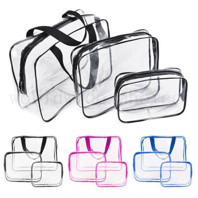 

Set of 3Pcs Cosmetic Makeup Toiletry Clear PVC Travel Wash Bag Holder Pouch Kit