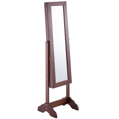 

Freestanding Mirrored Armoire Storage Jewelry Cabinet