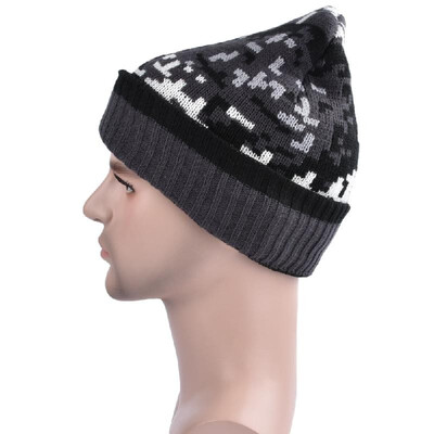 

Men Women Unisex Camouflage Fleece Lining Beanie Thicken Winter Warm Hat Knit Camo Ski Bonnet Gorros