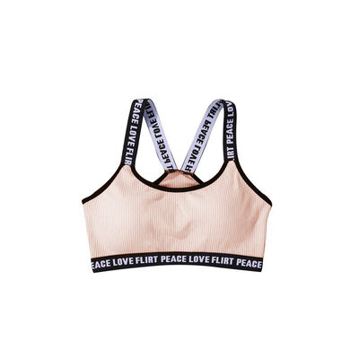 

Knitted Thread Letter Printing Wide Shoulder Sports Bra