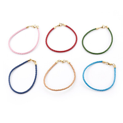 

Braided Leather Cord Bracelet Making with 304 Stainless Steel Lobster Claw Clasps Golden Mixed Color 8-38"214cm 3mm