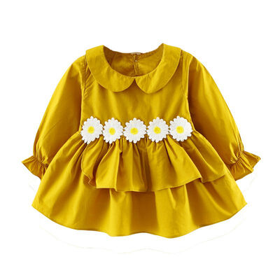 

Spring Casual Toddler Girls Cotton Long-sleeved Dresses Baby Princess Dresses Fashion Baby Clothing Outfit 0-3Y