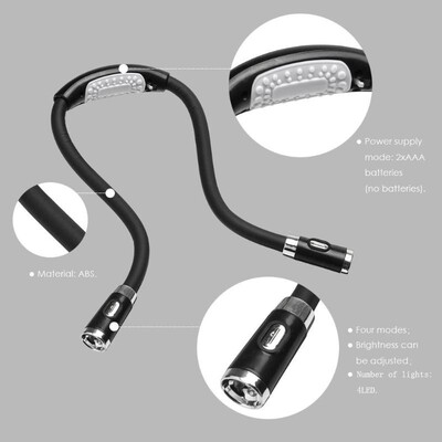 

LED Flexible Handsfree Hug Neck Reading Book Light Lamp Torch Flashlight