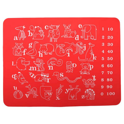 

Greensen Food Grade Silicone Red Animals&Alphabets Table Mat Heat Proof Pad for Children Kids Kids Table Mat Heat Proof Pad